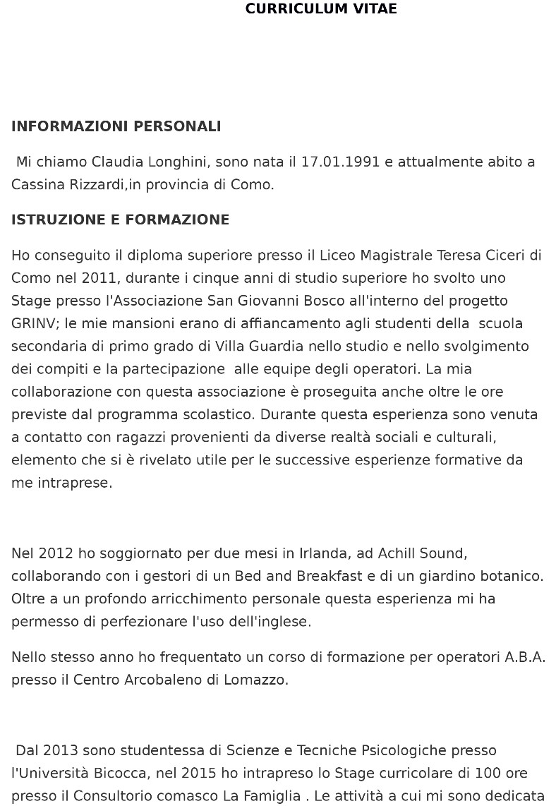 Curriculum vitae mappa image